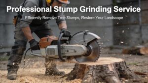 Stump grinding is a professional tree care service that removes leftover stumps after a tree